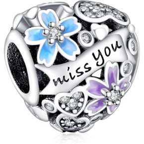 Famuan Jewelry Angel Wings Charm 925 Sterling Silver Pendant Beads for Women fit Bracelets Necklace Mother's Day Valentine's Day Birthday Christmas Gifts for Wife Girls Family Friends