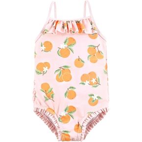 Hudson Baby Baby Girl's Toddler Swimsuit, Citrus Orange, 3-6 Months