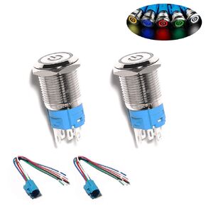 1PC Latching Push Button Switch,12V DC ON/Off Self-Locking Latching Push Button Switch Waterproof LED light Toggle Switches with Wire Socket Plug Mounting Hole (Green, 19MM)