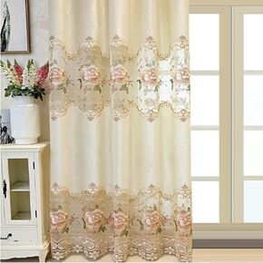 Luxury Beige Curtain Valance for Living Dining Room Bedroom European Royal Style Window Swag Rod Pocket Top 1 Piece - About 150 cm Wide