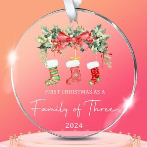 Christmas Ornaments 2024,Our First Christmas As A Family of Five Ornament Unique Family Crystal Baby 1st Xmas Ornaments New Parents Gifts for Couples Mom Dad Newborn Girls Boys Xmas Tree Decorations