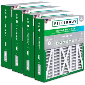 Filterbuy 17.5x21x5 Air Filter MERV 8 Dust Defense (4-Pack), Pleated HVAC AC Furnace Air Filters Replacement for Rheem, Ruud, and Protech (Actual Size: 17.13 x 20.63 x 4.38 Inches)