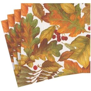 Caspari Autumn Leaves II Paper Cocktail Napkins - Two Packs of 20