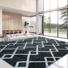 HOMBYS 10 x 14 ft Moroccan Style Area Rug for Living Room Bedroom, Large Geometric Boho Non-Slip Floor Carpet for Indoor Office Dining Room, Modern Contemporary Home Deco, Machine Washable