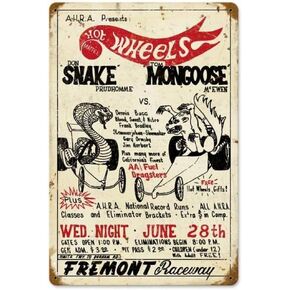 SmartCows Snake vs Mongoose Vintage Tin Sign Plate Wall Plaque Decor 8 x 12 Inches