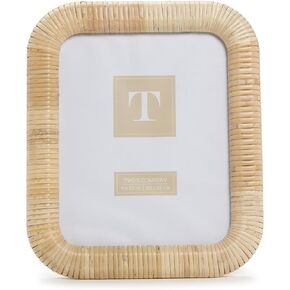 Two's Company Woven Rattan Photo Frame, 8x10 Inches, Rattan, 12.5-inches Height, Home Decor Accessories, Ivory and White