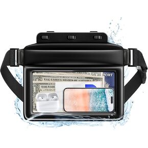 JOTO Floating Waterproof Phone Pouch with Waist Strap, Large Cellphone Dry Bag Fanny Pack for iPhone 15 14 13 Pro Max, Galaxy S24 S23 Ultra and Valuables, Snorkeling Boating Beach Essential -Blue