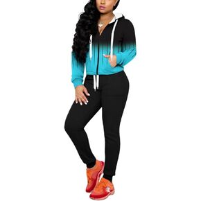 Nimsruc Two Piece Outfits For Women Jogging Suits Casual Jogger Tracksuit Long Sleeve Hoodie Sweatsuit Pants Sets