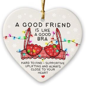 Friend Christmas Ornaments - 2024 Ceramic Ornaments for Christmas Tree Decorations, Naughty Christmas Ornaments for Friends, Bestie Gifts for Women, BFF, Soul Sister, Work Bestie