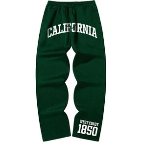 GORGLITTER Men's Letter Graphic Straight Leg Sweatpants Drawstring Waist Loose Trousers with Pockets