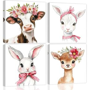 Nursery Wall Art Wild Woodland Animals Wall Decor Deer Bear Fox Watercolor Pictures Paintings Prints Adventure Theme Canvas Posters for Boys Bedroom Girls Living Room 12x16 inches 3Pcs Framed