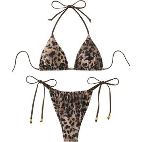 SHENHE Women's 2 Piece Swimsuit Halter Tie Side High Cut Sexy Triangle Bikini Set