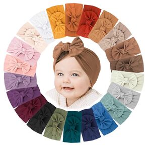 Jesries 16 PCS Baby Headbands and Bows Soft Nylon Hairbands Girls Hair Accessories for Newborn Infant Toddler Kids Handmade