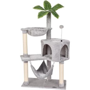 KIYUMI 26G Cat Tree Cat Tower Condo with Sisal Scratching Post for Indoor Cats Cat Tree Cat Furniture with Hammock Perch and Kitten Ball Toys, Multi-Level Pet Activity Center Green