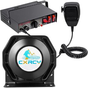 200W Loud PA System 12V 9 Tones 120-130dB Emergency Warning Alarm Police Siren Speaker 1 Horn Handheld Mic PA System for Emergency Police Vehicles & Fire Trucks&Cars