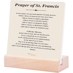 Inspirational Prayer of St. Francis Quote Saint Francis Peace Prayer Elegant Plaque Desk Decor Gift Positive Plaque with Wooden Stand Office Inspirational Plaque Sign