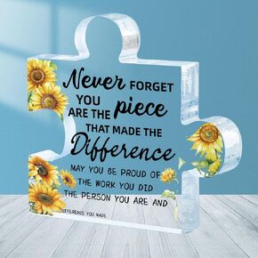 ORIGACH Coworker Leaving Gifts for Women Never Forget You Are The Piece Sign Appreciation Award Plaque Acrylic Puzzle Piece Plaque Retirement Gifts Going Away Gifts for Friends Colleagues