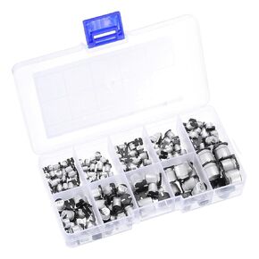 PATIKIL 10 Values Surface Mounted Devices Aluminum Electrolytic Capacitor Assortment Kit, 180 Pcs Low Impedance Leads Electrolytic Capacitors with Storage Box for DIY Repair, Black