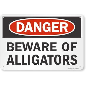 SmartSign S-5737-AL-12x18 "Danger - Beware of Alligators" Sign | 12" x 18" Aluminum