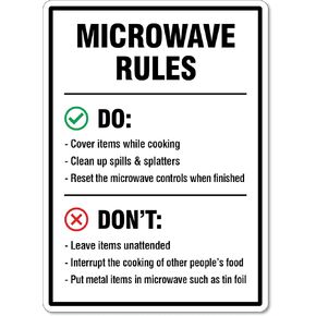 Microwave Rules Sign Hygiene Signs Kitchen Signs Metal Tin Sign 12x16 Inches Caution Danger Safety Security Warning Notice Signs