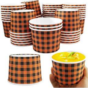 50 Pcs Fall Cups Disposable Fall Paper Bowls Thanksgiving Ice Cream Cups Fall Soup Bowls Fall Paper Cups Fall Snack Bowls