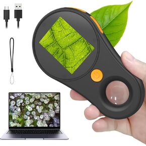 White Digital Magnifier with 2inch IPS Screen 100X Magnifying Glass with Light,Dual Magnifying Glass Function to Observe Coins.