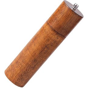 Pepper Grinder, 8 inch wooden Pepper Mill Adjustable Oak Sea Salt Grinder Refillable Wood Pepper Mill with Ceramic Grinding Mechanism for kitchen Use,1Pack