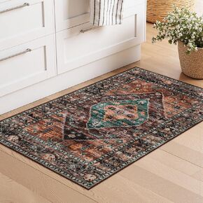 Boho Hallway 2x6 Runner Rug,Washable Runner Rug Kitchen Distressed Throw Rugs Non Slip Entryway Mat,Carpet Runner for Laundry Bathroom and Bedroom