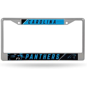 Rico Industries NFL Carolina Panthers 12" x 6" Silver Chrome Frame W' Decal Insert Car/Truck/SUV Auto Accessory
