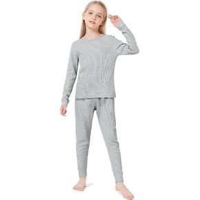 VZV Girls Kids Thermal Set Waffle Girls Thermal Underwear Long Johns for Kids Base Layer Thermal Underwear for Kids Winter
