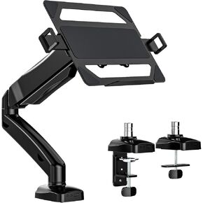 WALI Laptop Mount for Desk, Laptop Arm Mount for 17"-32"Computer Screen and 11.6" - 17.3" Notebook,Dual Monitor Mount Holds up to 19.8lbs, Laptop Tray Stand with Gas Spring Arm GSMP002LP, (Black)