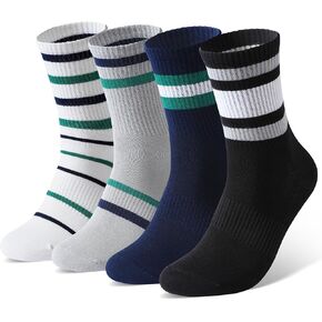 Crew Running Socks for Men: Lightweight Athletic Cotton Socks,4 Pairs Sport Light Exercise Everyday Youth Socks