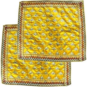 NAISHA Red Pooja Aasan Mat (Set of 2) Velvet Puja/Altar Cloth Mandir, Multipurpose Keeping Accessories of Temple, Chowki