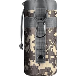 IronSeals Adjustable Tactical Water Bottle Pouch Foldable MOLLE Water Bottle Holder Drawstring Open Top Travel Water Bottle Bag