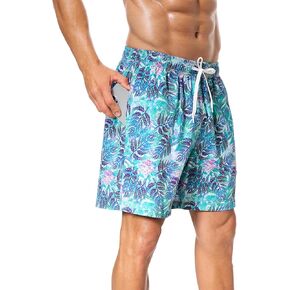 Mens Swim Trunks Quick Dry Hawaiian Swimming Beach Bathing Suit Florals Shorts with Pockets Funny Board Swimsuit Holidays