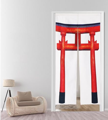 Noren Japanese Style Doorway Curtain with a Picture of Torii Printed on it (pattern2) in Kuwait