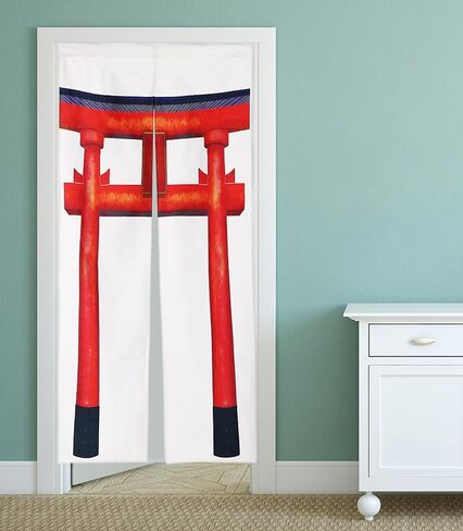 Noren Japanese Style Doorway Curtain with a Picture of Torii Printed on it (pattern2) in Kuwait