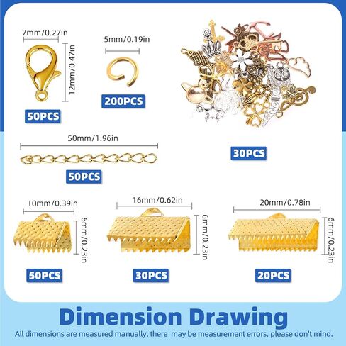 Glarks 430Pcs Bronze Ribbon Bracelet Kit Bookmark Pinch Crimp Ends Lobster Clasps with Open Jump Rings and Chain Extenders for DIY Making Bookmark Pinch Bracelet Choker Necklace in Saudi Arabia