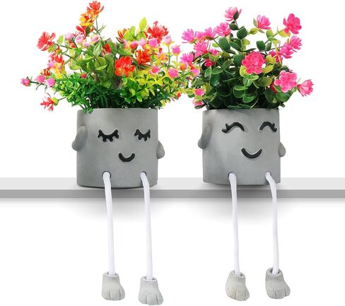 3 Packs Cute Fake Plants, Kawaii Artificial Potted Plants for Table Desk Home Bedroom Bathroom Office Shelf Office Wall Room Farmhouse Decor Artificial Plants B in Saudi Arabia