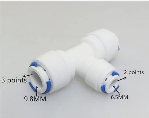 ZYAMY 2 قطعة 3/8 بوصة × 3/8 بوصة × 1/4 بوصة على شكل حرف T 3 اتجاهات أنبوب OD دفع مناسب وصلات بلاستيكية سريعة التوصيل ملحقات تنقية المياه in Saudi Arabia