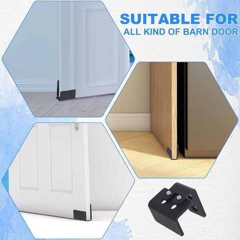 Sliding Barn Door Bottom Floor Guide Matte Black Floor Guide Wall Mounted Roller, U Shape, Flexible Adjustable Fit Distance with Hardware, Flush Flat Bottom Design for Door Cabinet Closet, Black in Saudi Arabia