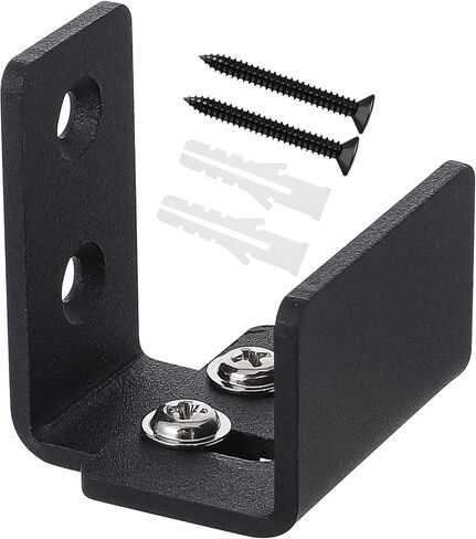 Sliding Barn Door Bottom Floor Guide Matte Black Floor Guide Wall Mounted Roller, U Shape, Flexible Adjustable Fit Distance with Hardware, Flush Flat Bottom Design for Door Cabinet Closet, Black in Saudi Arabia