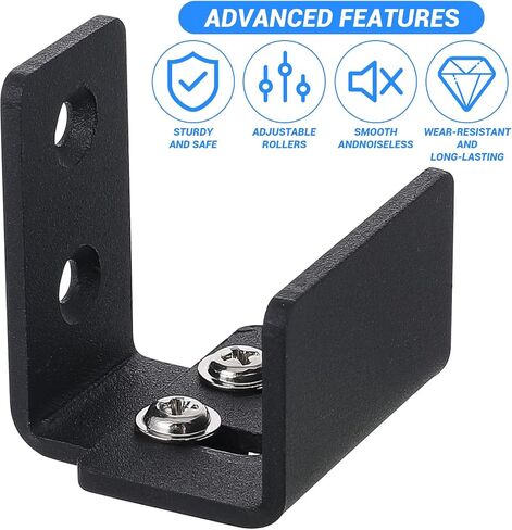 Sliding Barn Door Bottom Floor Guide Matte Black Floor Guide Wall Mounted Roller, U Shape, Flexible Adjustable Fit Distance with Hardware, Flush Flat Bottom Design for Door Cabinet Closet, Black in Saudi Arabia