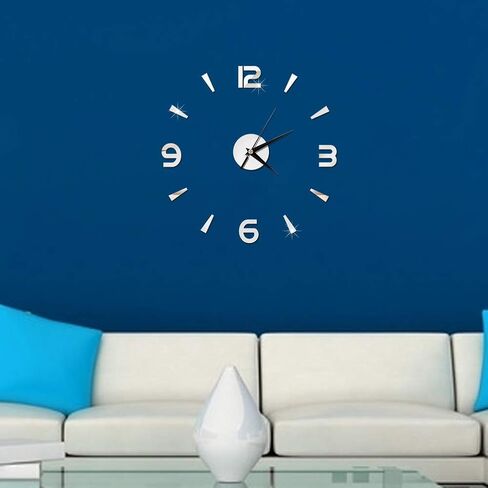 Haofy Frameless DIY Wall Clock, Wall Clock Sticker 3D Big Watch Decor DIY Wall Modern Home Office Room Decor (Black)(Silver) in Saudi Arabia