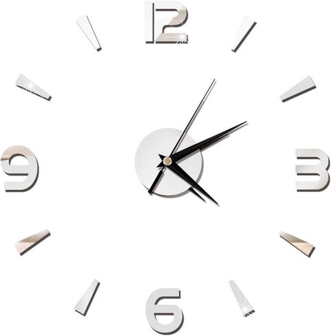 Haofy Frameless DIY Wall Clock, Wall Clock Sticker 3D Big Watch Decor DIY Wall Modern Home Office Room Decor (Black)(Silver) in Saudi Arabia