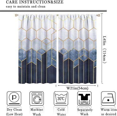 Geometric Marble Curtains, Navy Blue Gold Abstract Geometry Hexagon Pattern Texture Window Treatments for Bedroom Living Room Set 2 Panels,42x45 Inches in Kuwait