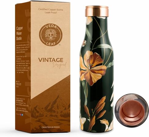 Copper Water Bottle, 32.5 Oz, (950 ML) Vintage Hammer design,Handcrafted Ayurvedic Copper Water Bottle, Certified Pure Copper Water Bottle Vessel, Large (4-8 cups) in Saudi Arabia