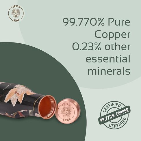 Copper Water Bottle, 32.5 Oz, (950 ML) Vintage Hammer design,Handcrafted Ayurvedic Copper Water Bottle, Certified Pure Copper Water Bottle Vessel, Large (4-8 cups) in Saudi Arabia