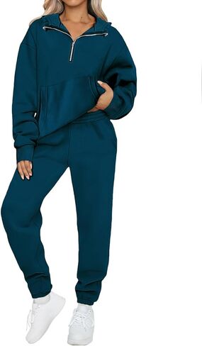 Bloggerlove طقم صالة الركض للسيدات مكون من قطعتين 2024 بلوزات وقلنسوة بسحاب متطابقة للعرق وبلوزات رياضية ملابس الخريف in Kuwait