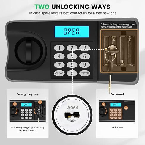 2.6 Cub Large Home Safe Box, Anti-theft Home Security Safe Box with Programmable Keypad, Spare Keys and Removable Shelf, Digital Safe for Home Money Firearm Documents Valuables in Saudi Arabia